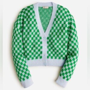 J. Crew Green and Blue Checkered Cardigan